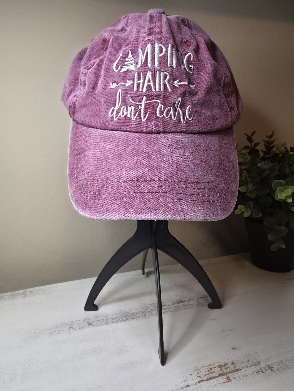 Camping Hair Don't Care Pink Women’s Baseball Cap
